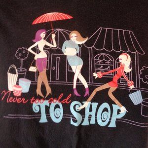 Joe Boxer Never Too Cold To Shop Long Sleeve Black T-Shirt Womens 2X